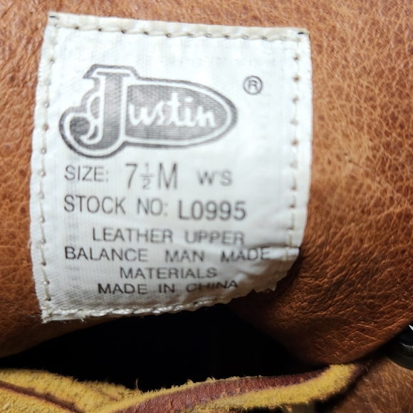 Women's Justin Lite Brown Lace Up Leather Western Chukka Boots L0995 Size 7.5 M - Picture 9 of 9